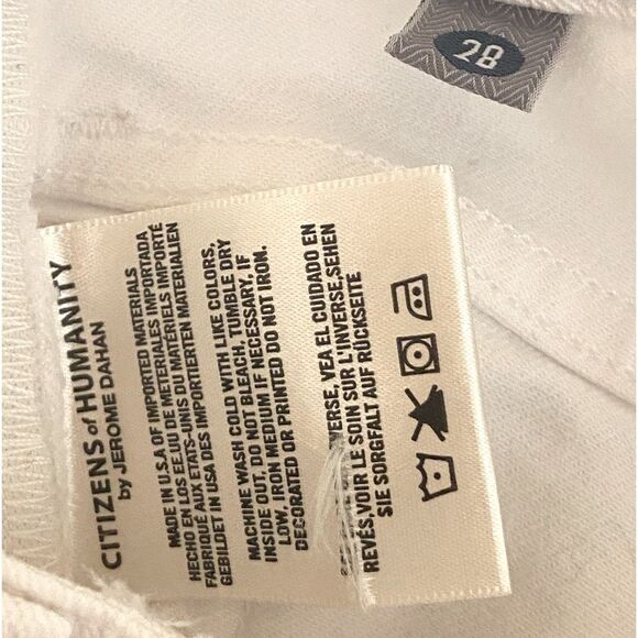 Citizens of Humanity - White Racer Skinny Leggings Frayed Destroyed - size 28 - Picture 4 of 8